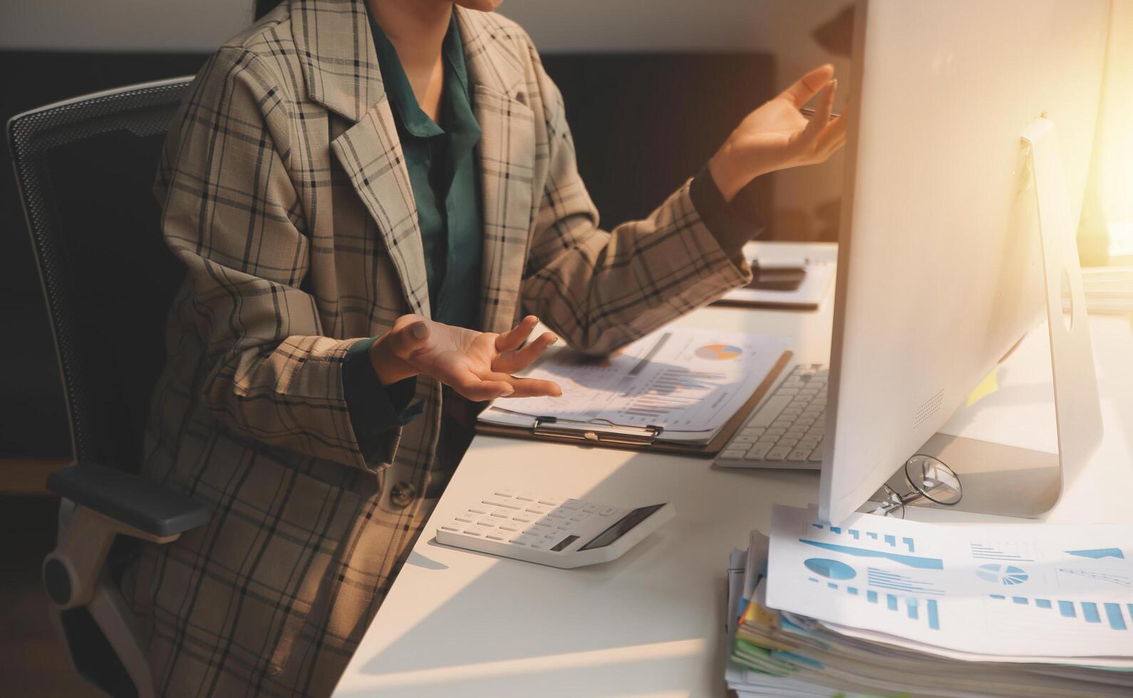 Team of business people working together in the meeting room office, teamwork background charts and graphs banner, double exposure successful teamwork,business planning concept. photo