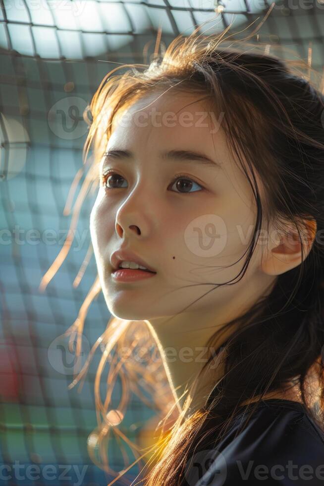 Asian girl tennis player photo