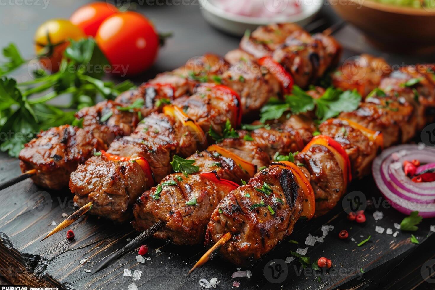 Grilled meat skewers, shish kebab photo
