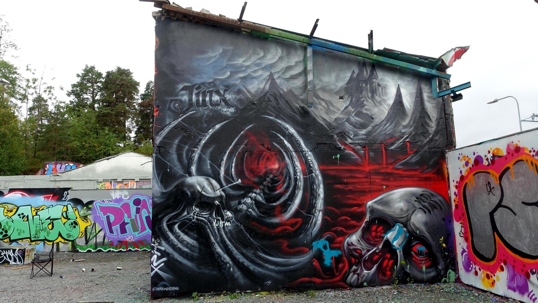 Stockholm, Sweden, August 20 2022. Graffiti exhibition on the outskirts of the city. photo