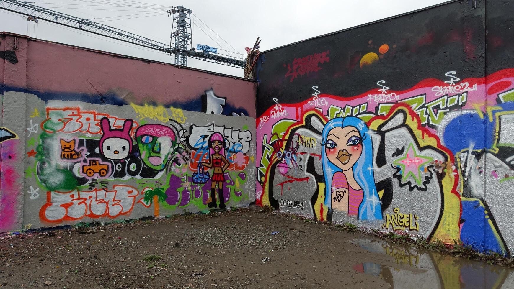 Stockholm, Sweden, August 20 2022. Graffiti exhibition on the outskirts of the city. photo