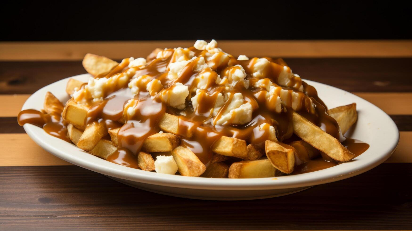 Mouthwatering poutine with cheese curds and gravy photo