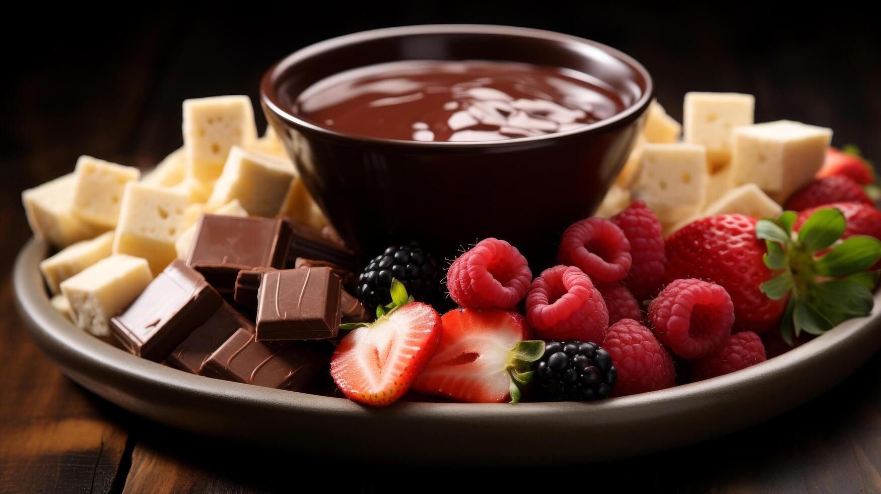 Close-up of creamy indulgent chocolate fondue photo