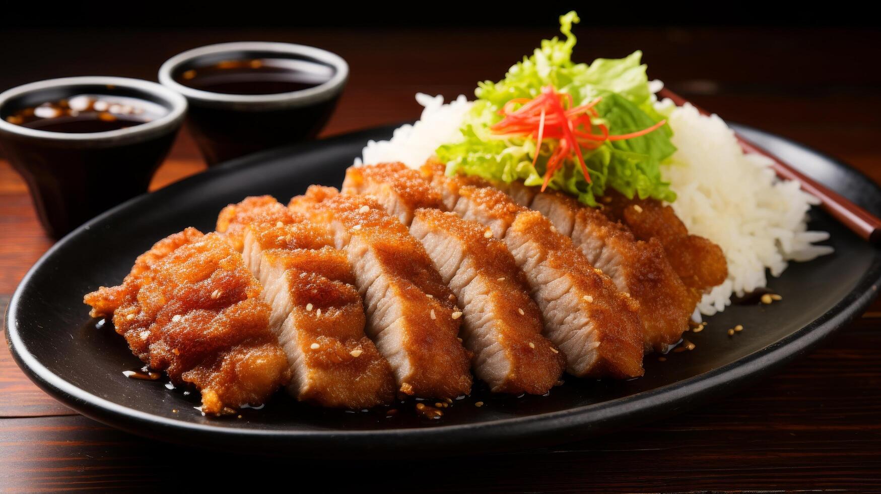 Plate of crispy and flavorful Japanese katsu photo