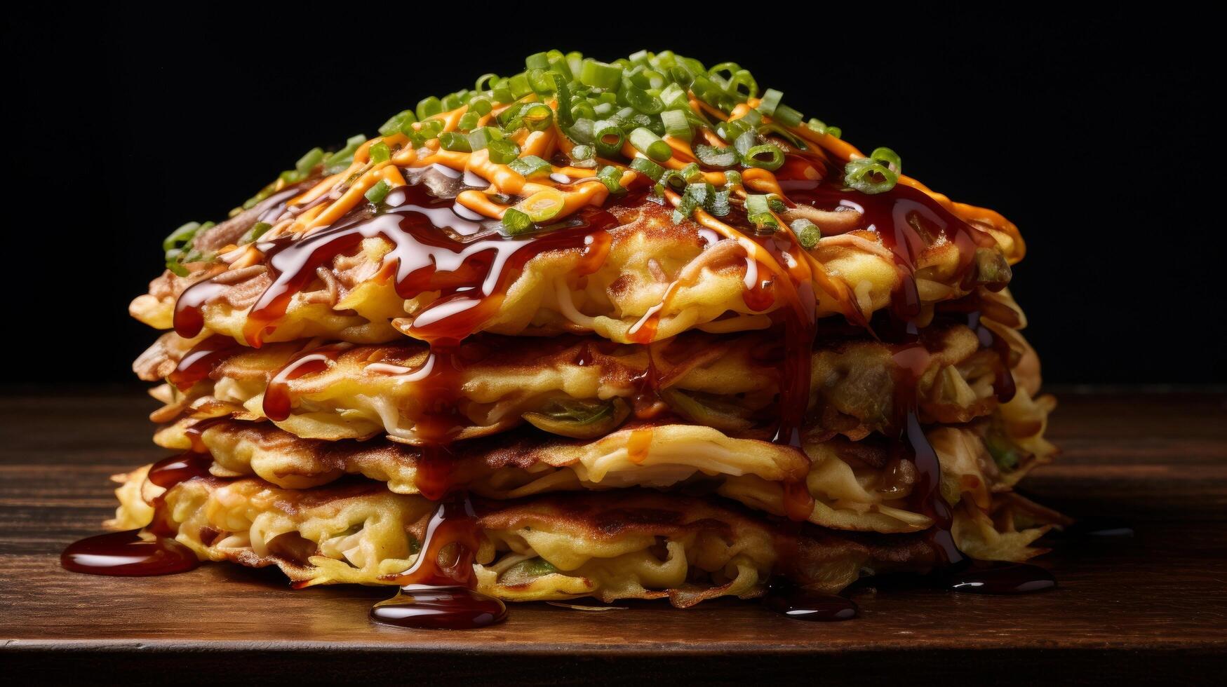 Stack Japanese food okonomiyaki cuisine photo