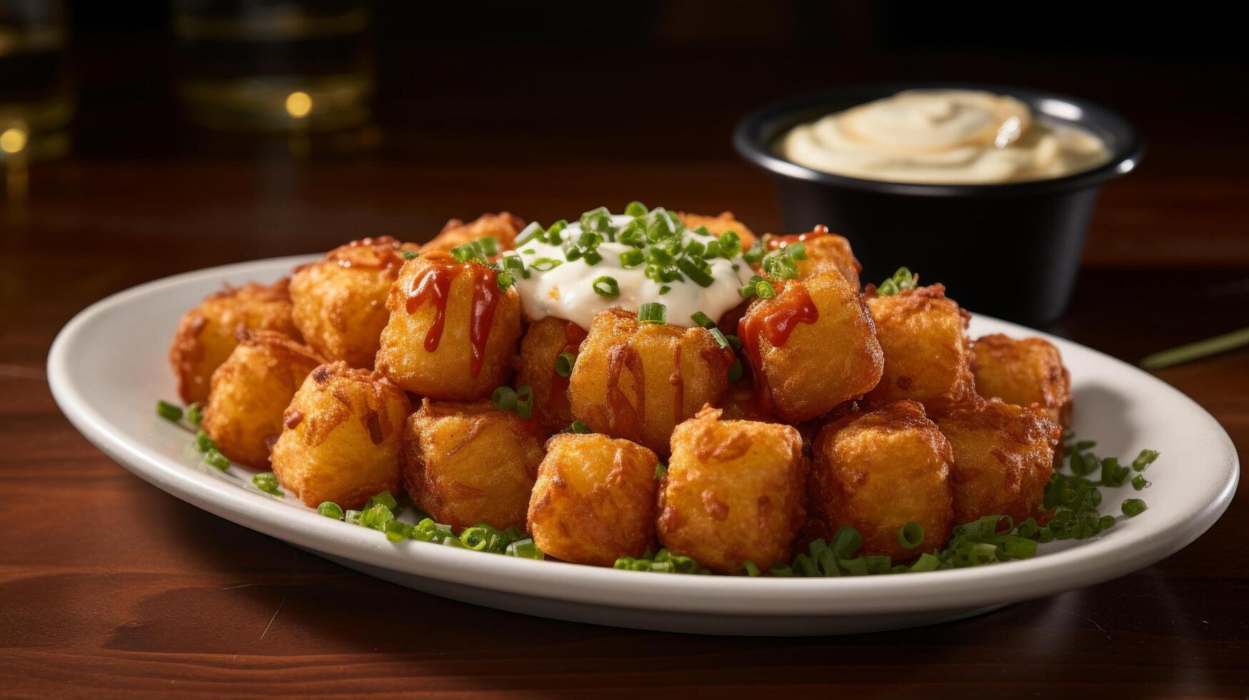 Delicious cheesy potato bites snack dish photo