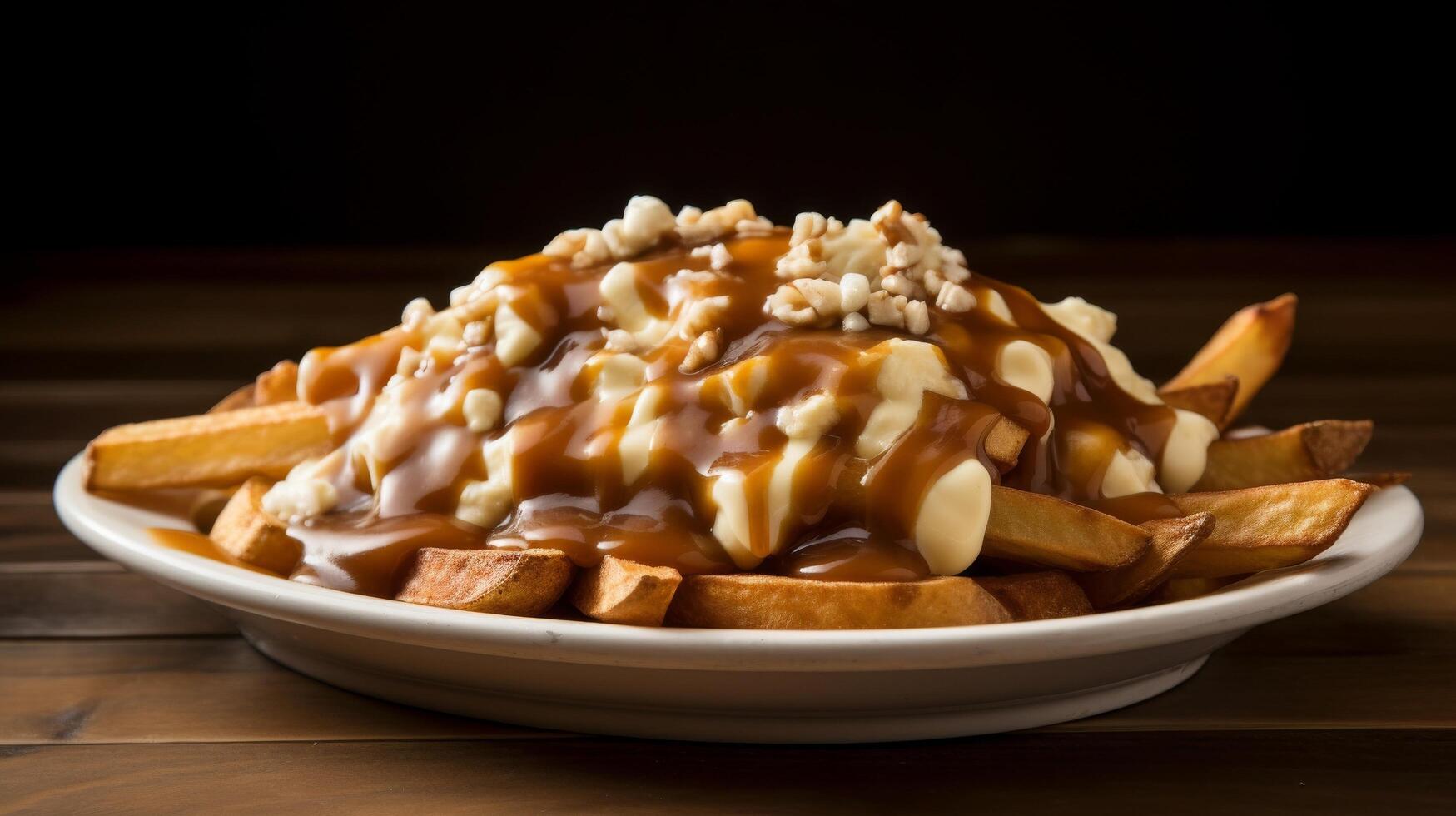 Delicious Canadian poutine featuring cheese curds and gravy photo