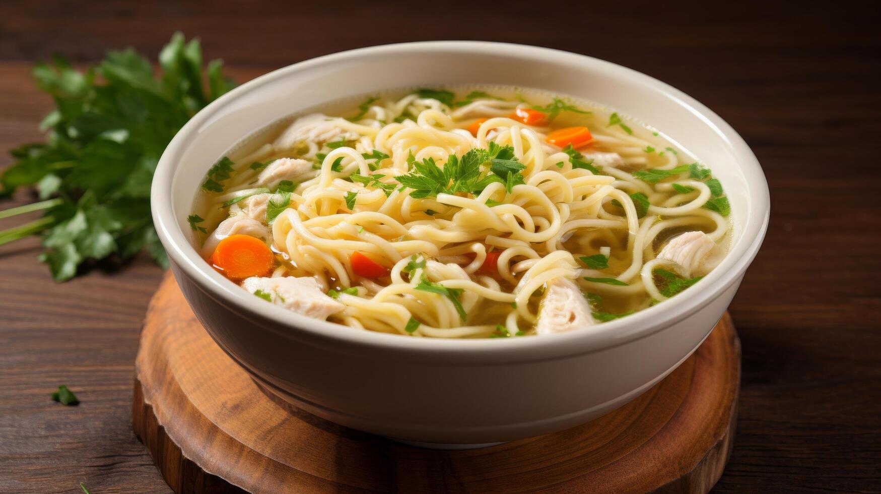 Comforting bowl chicken noodle soup photo