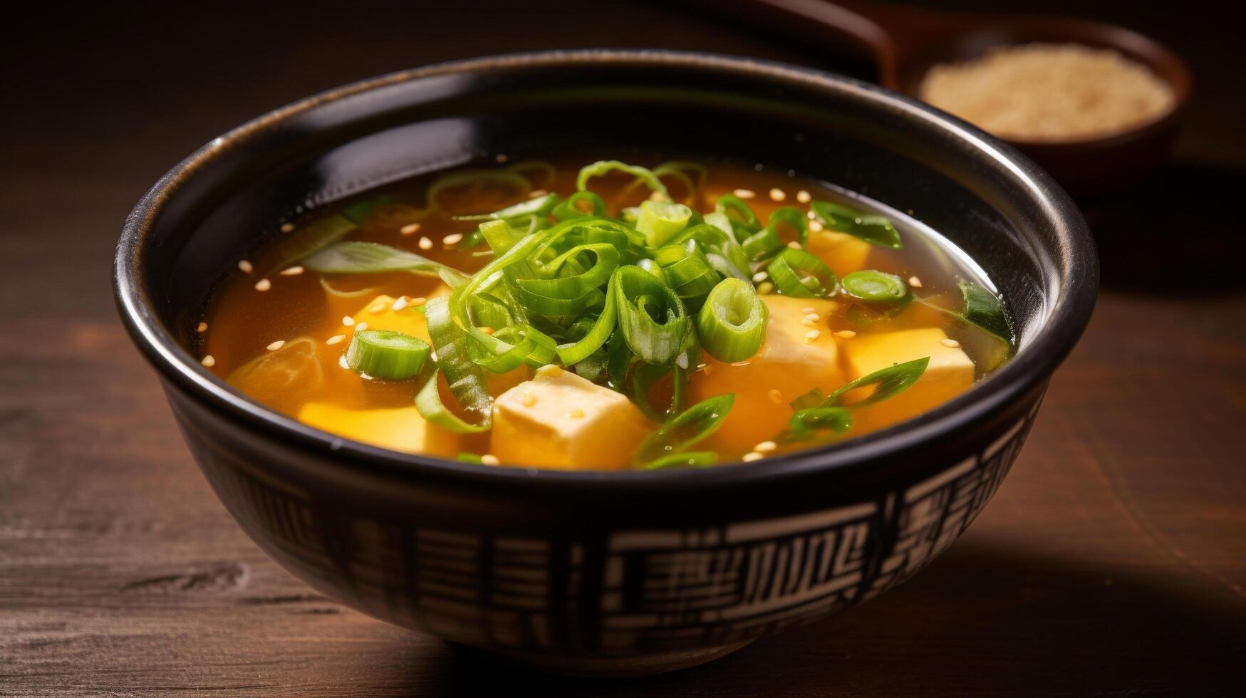 Fragrant savory miso soup bowl photo