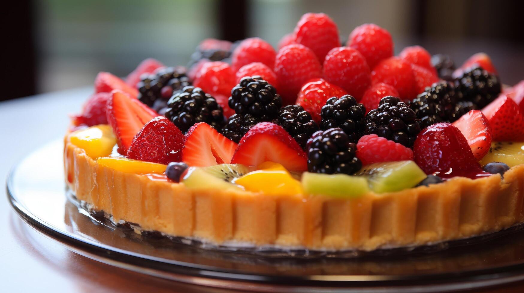 Rustic fruit pie freshly baked photo