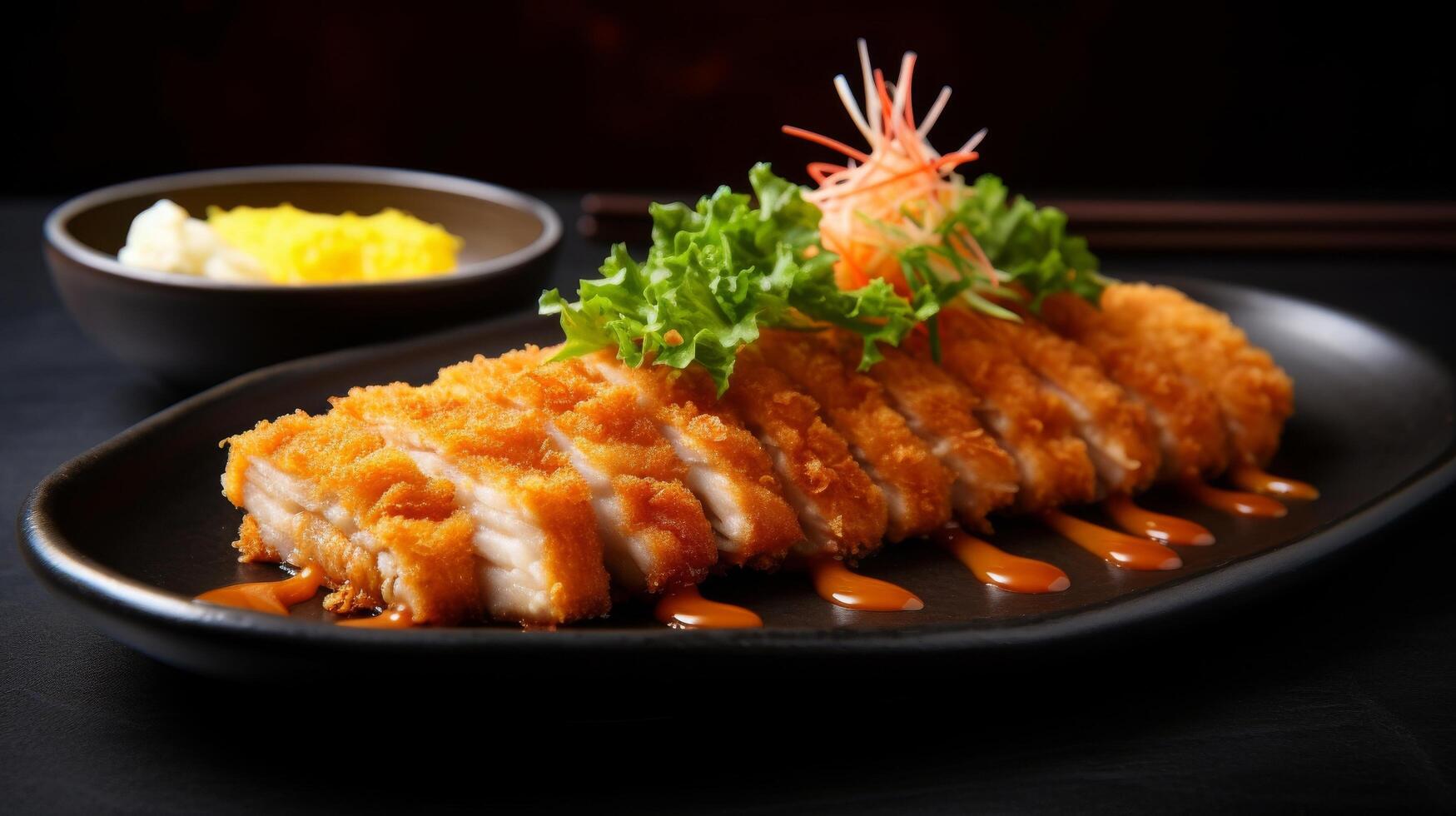 Delicious Japanese katsu served on a plate photo