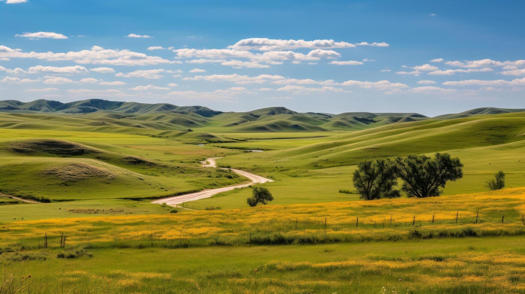 Amidst golden prairie landscape backdrop photo