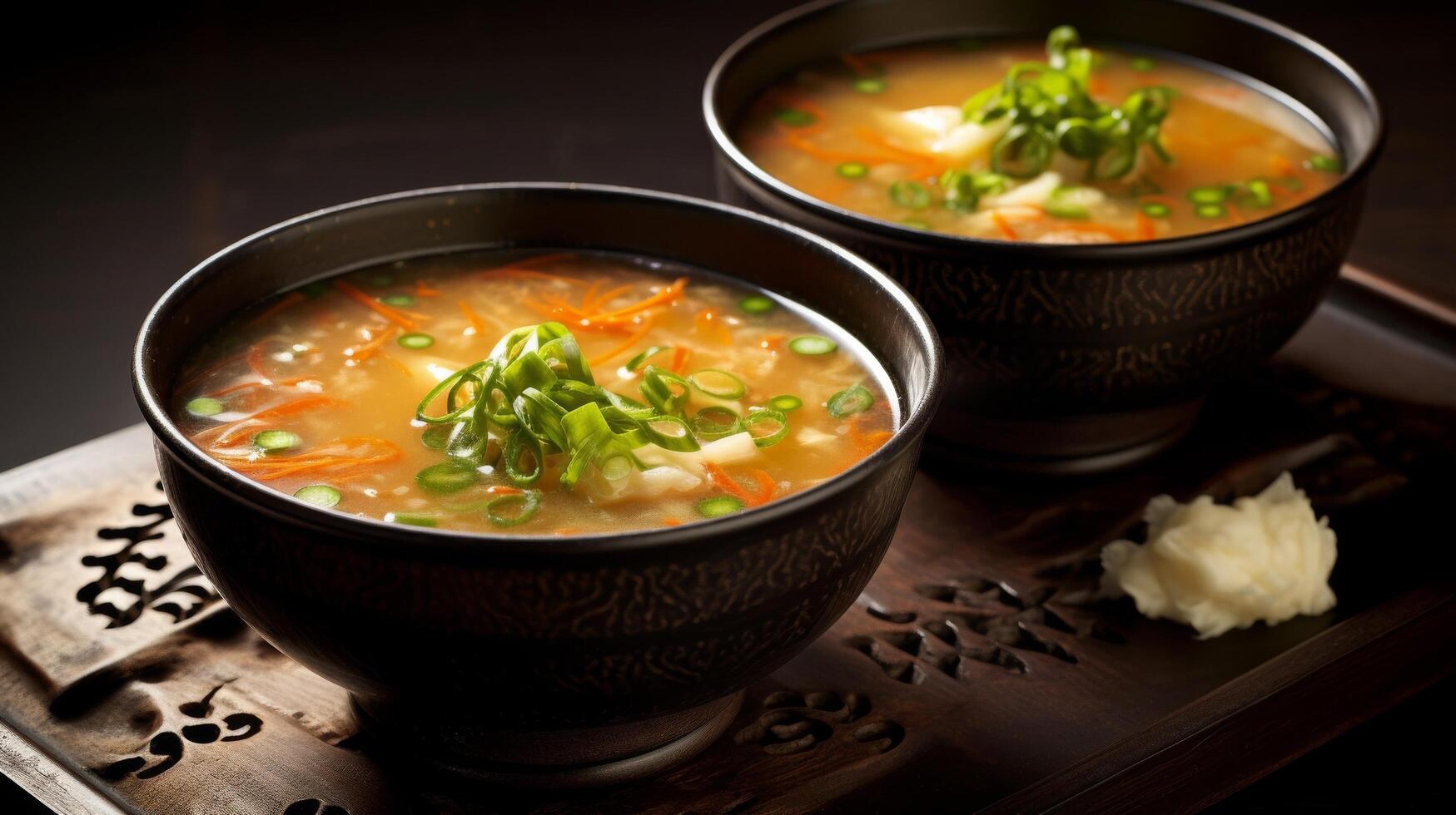 Aromatic bowl of savory miso soup photo