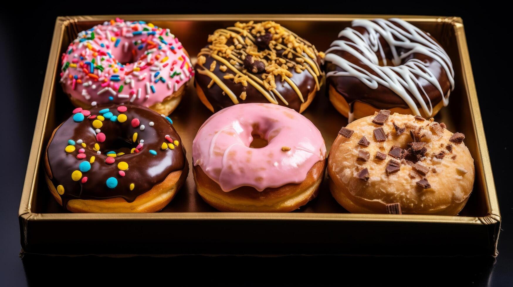 Gourmet donuts unique toppings tray photo