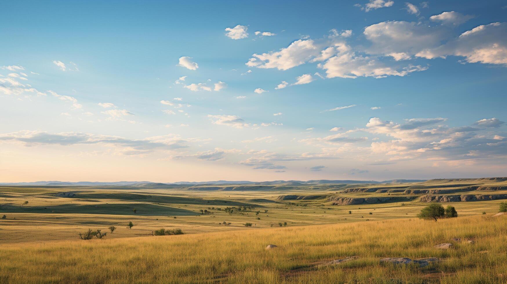 Prairie scene with expansive plains backdrop photo
