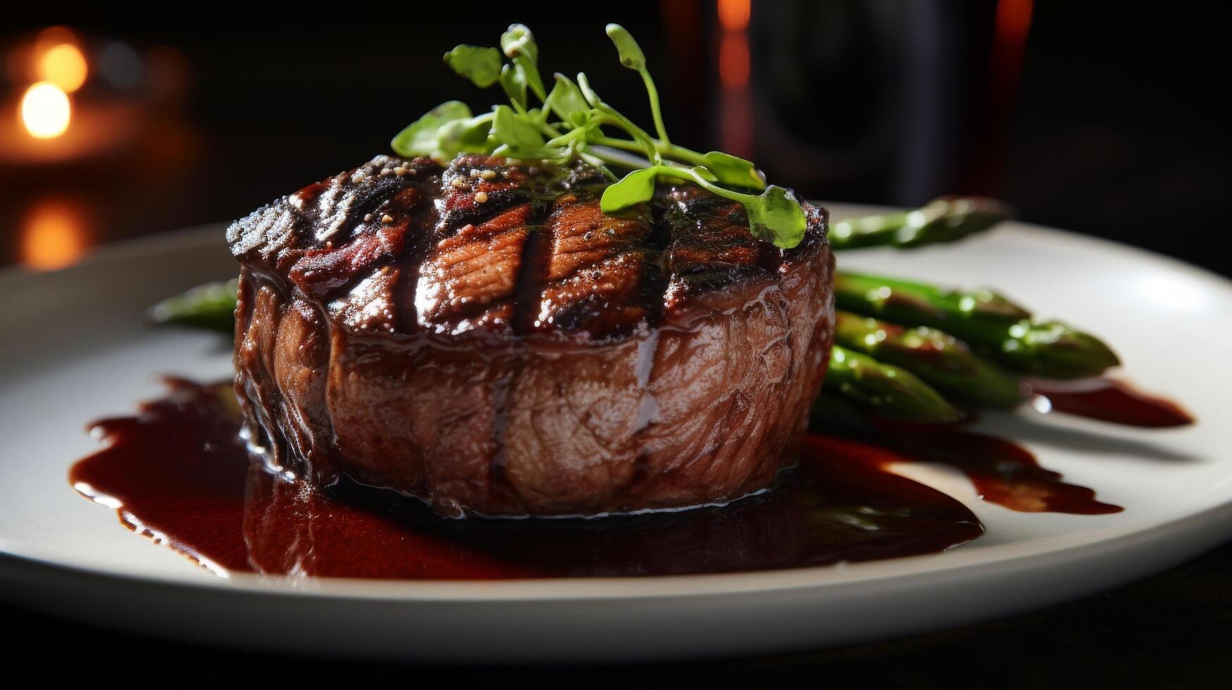 Close-up mouthwatering bacon-wrapped filet mignon photo