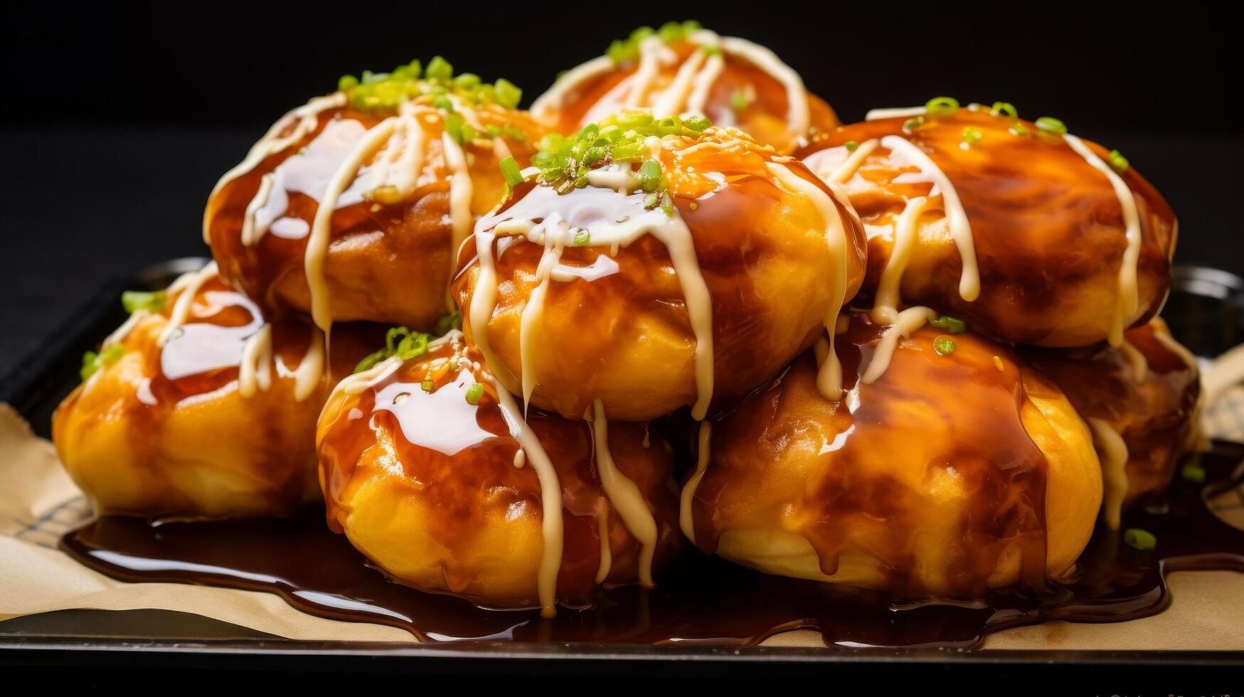 Japanese dish food stack savory octopus balls photo