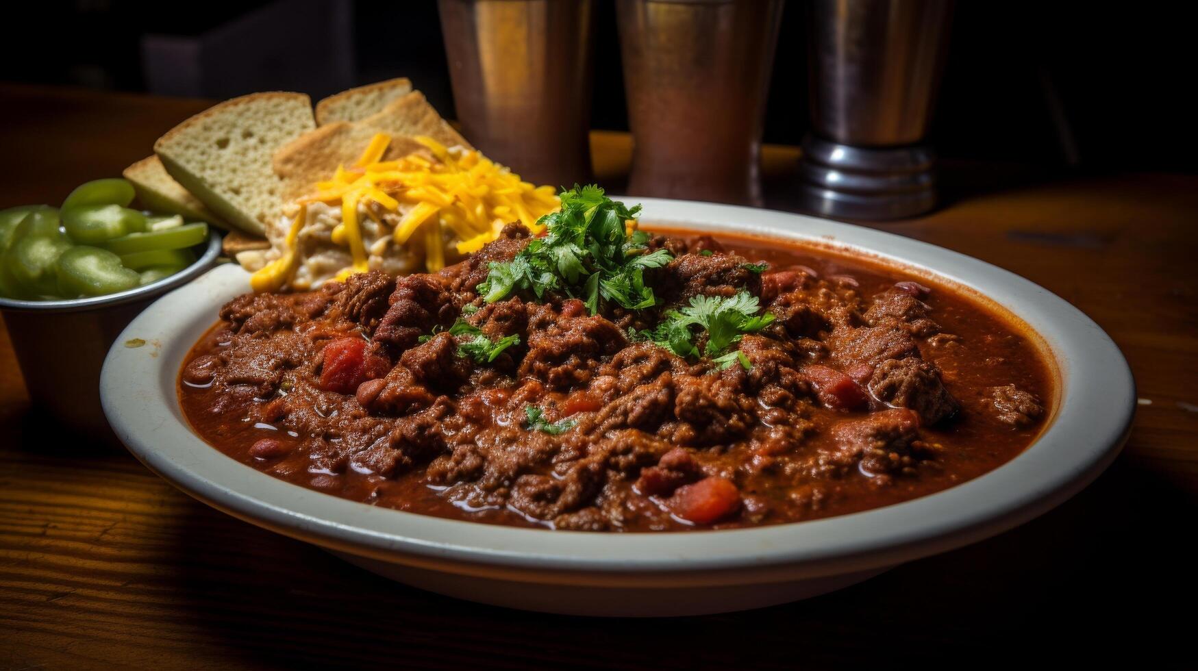 Mouthwatering Texas chili platter photo