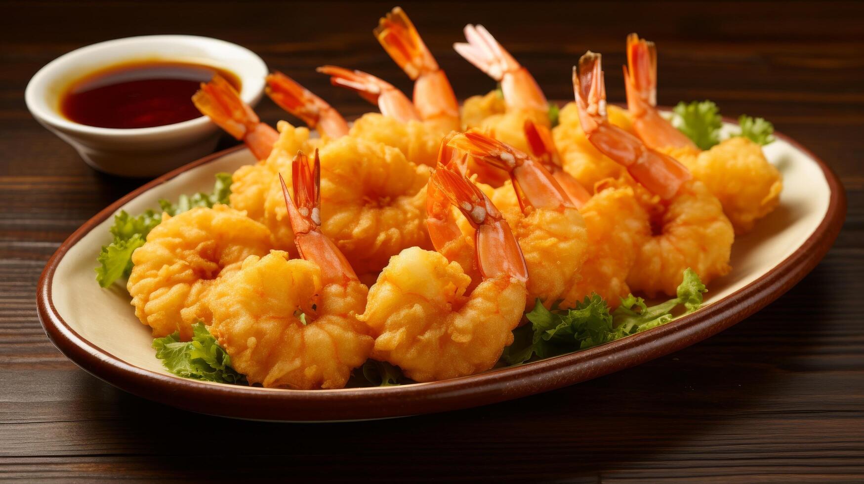 Tray shrimp tempura crispy golden photo