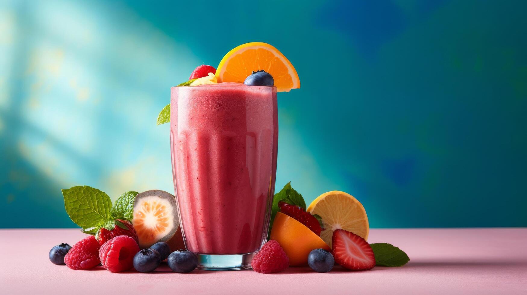 Colorful fruit smoothie with layered hues photo