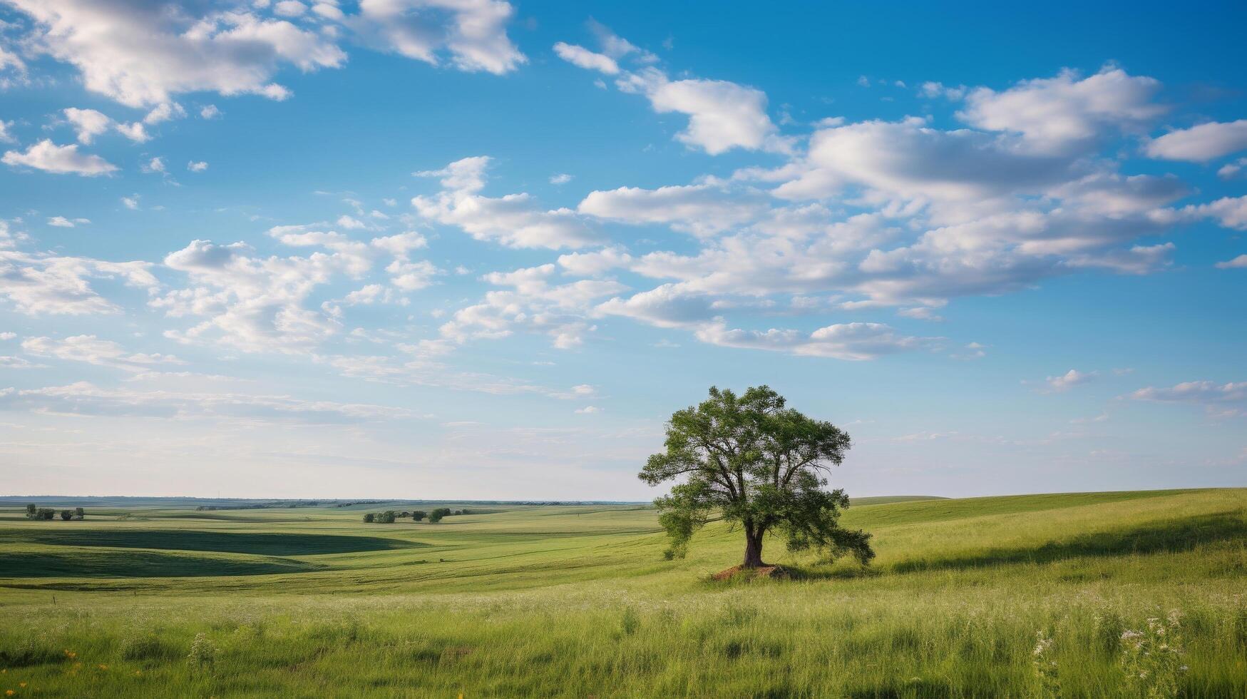 Calm meadow extends into the distance. photo