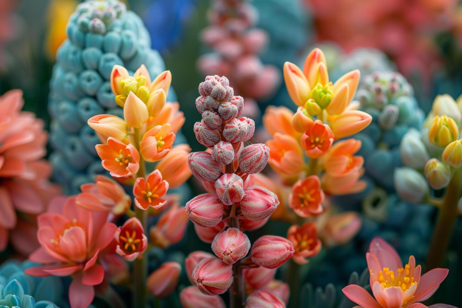 A Close-Up View of Delicate Pink and Orange Flowers photo