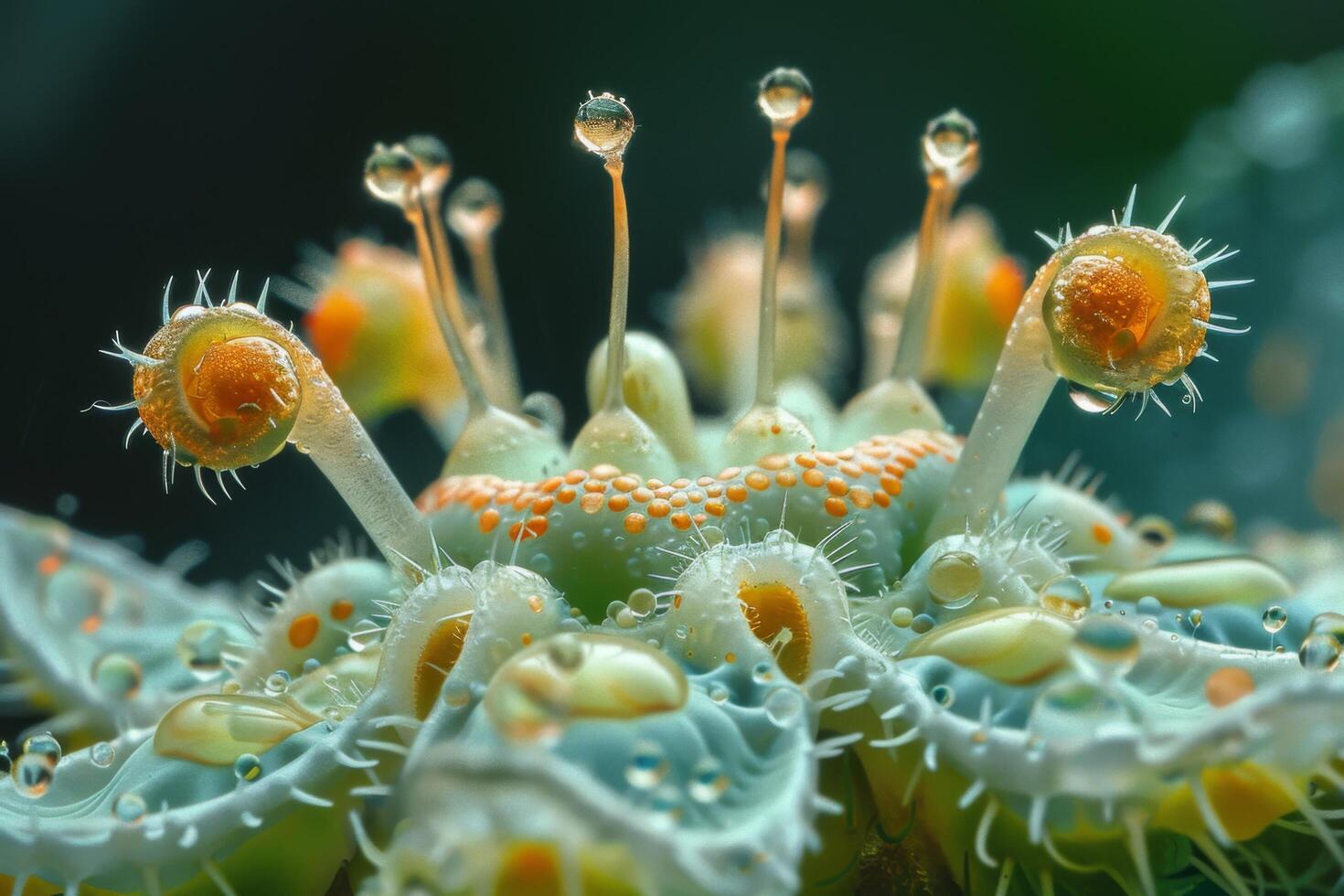 Dew-Covered Flower with Spiky Petals photo