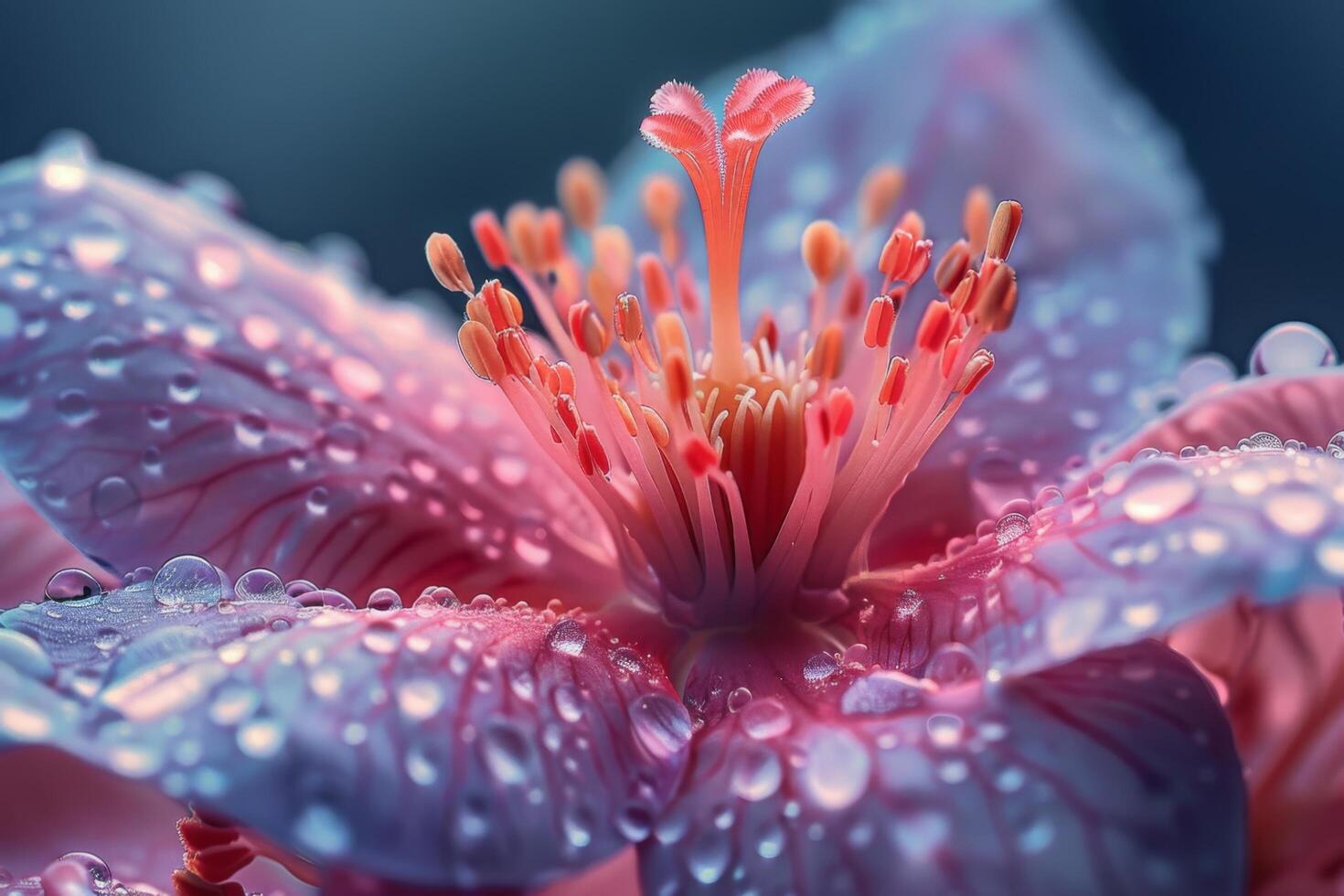 Pink Flower with Dew Drops photo