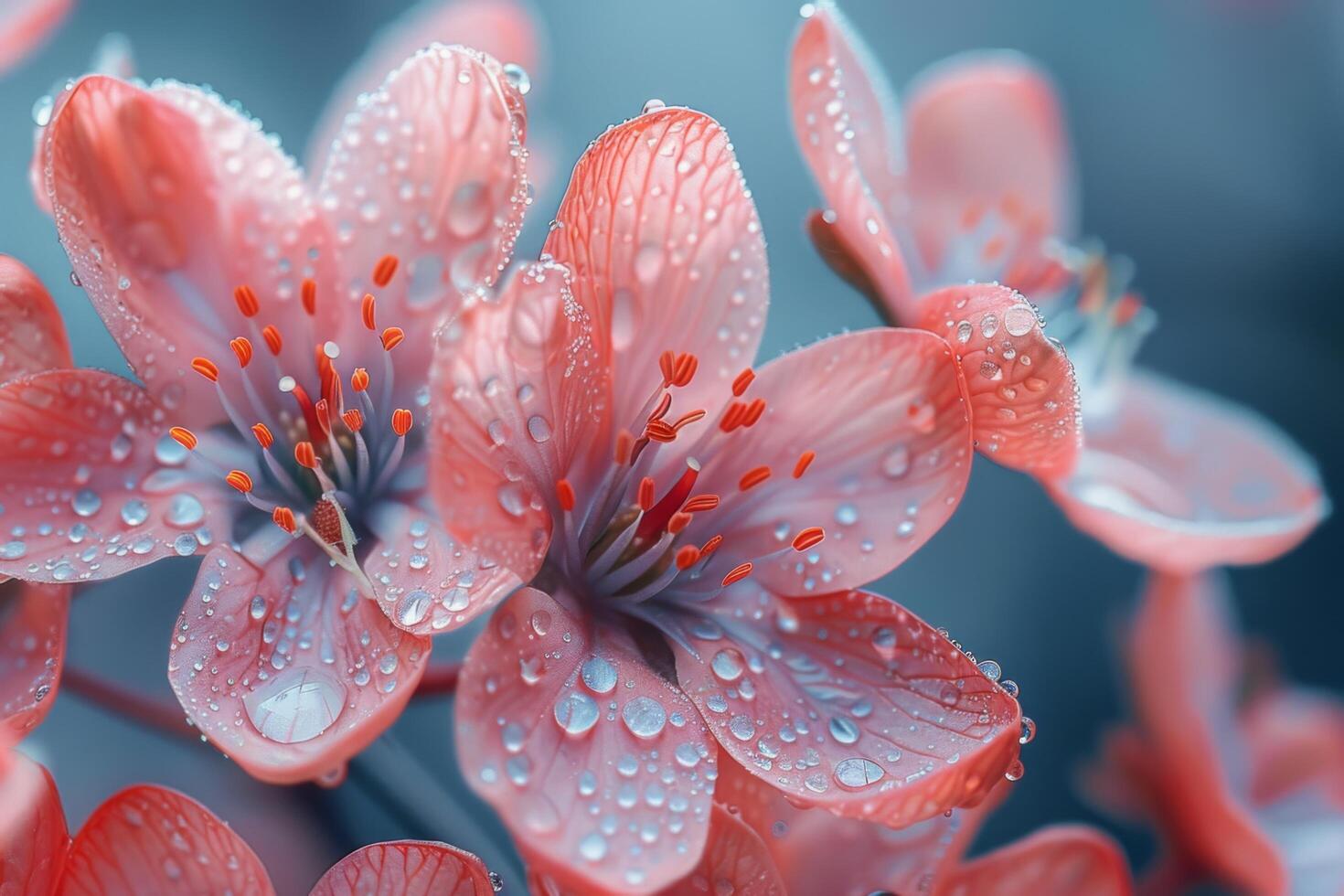 Pink Flower with Dew Drops photo
