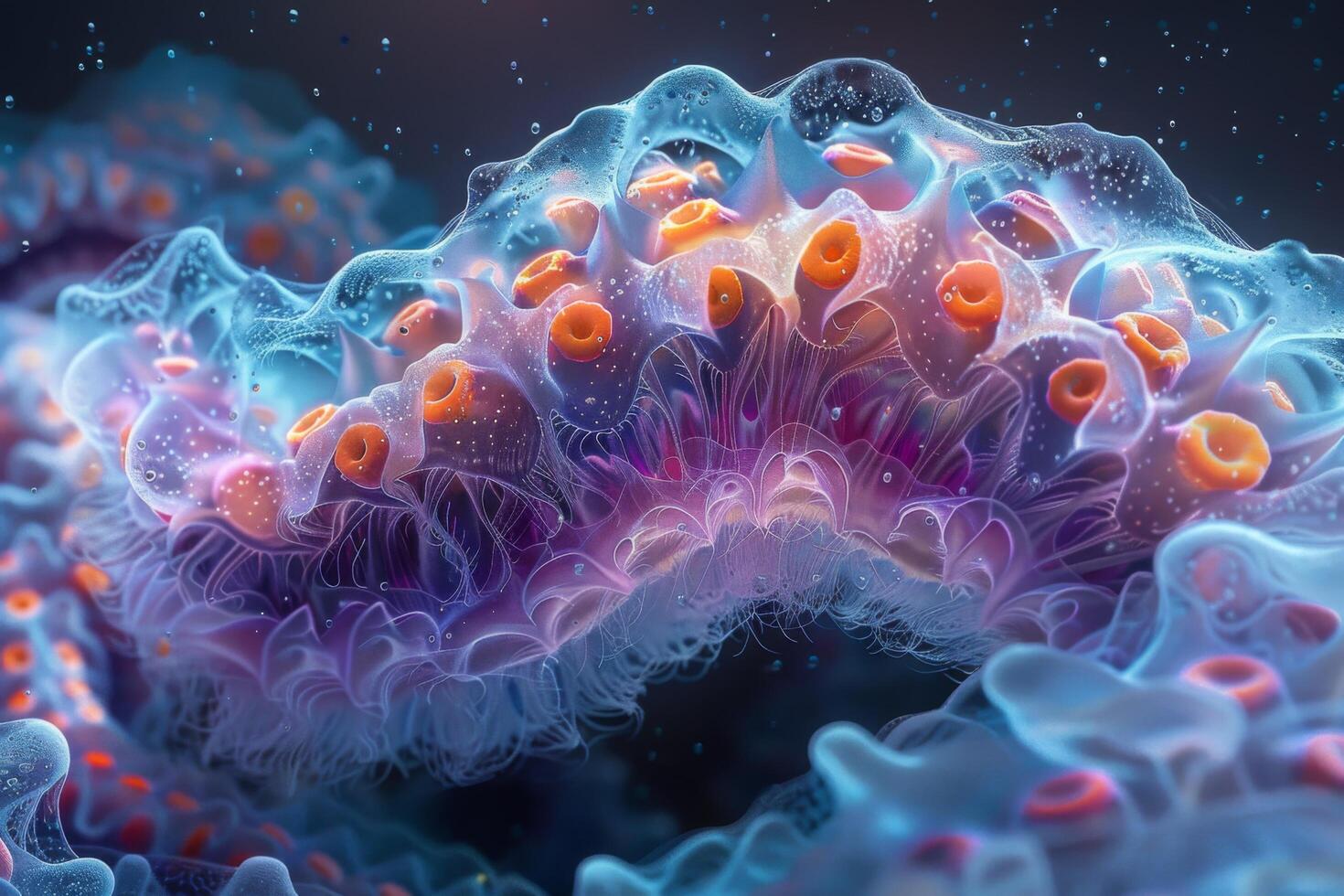 Abstract Bioluminescent Underwater Scene photo