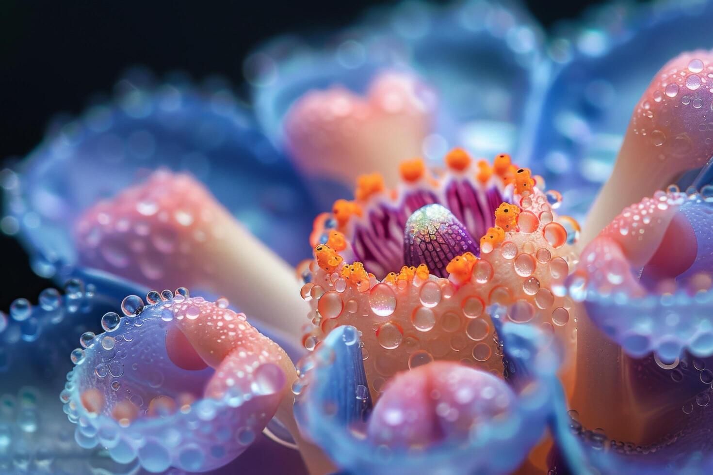 Close-Up of a Dew-Covered Flower photo