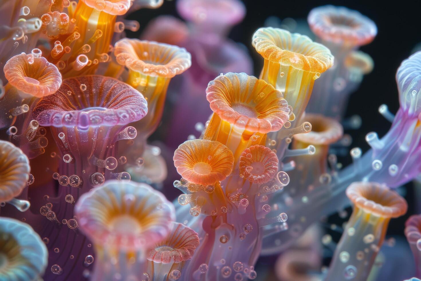 A Close-up of Vibrant and Ethereal Coral Formations photo