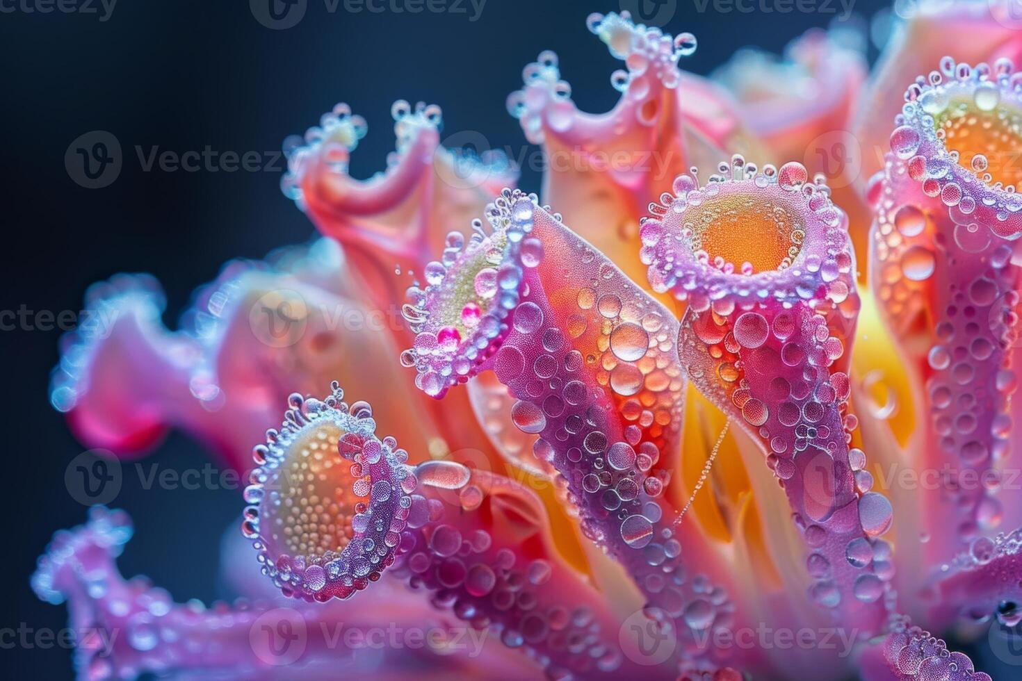 Close-Up of a Flower with Dew Drops photo