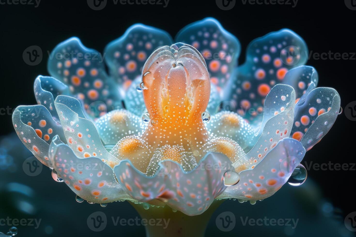 Closeup of a Delicate Flower with Water Droplets photo