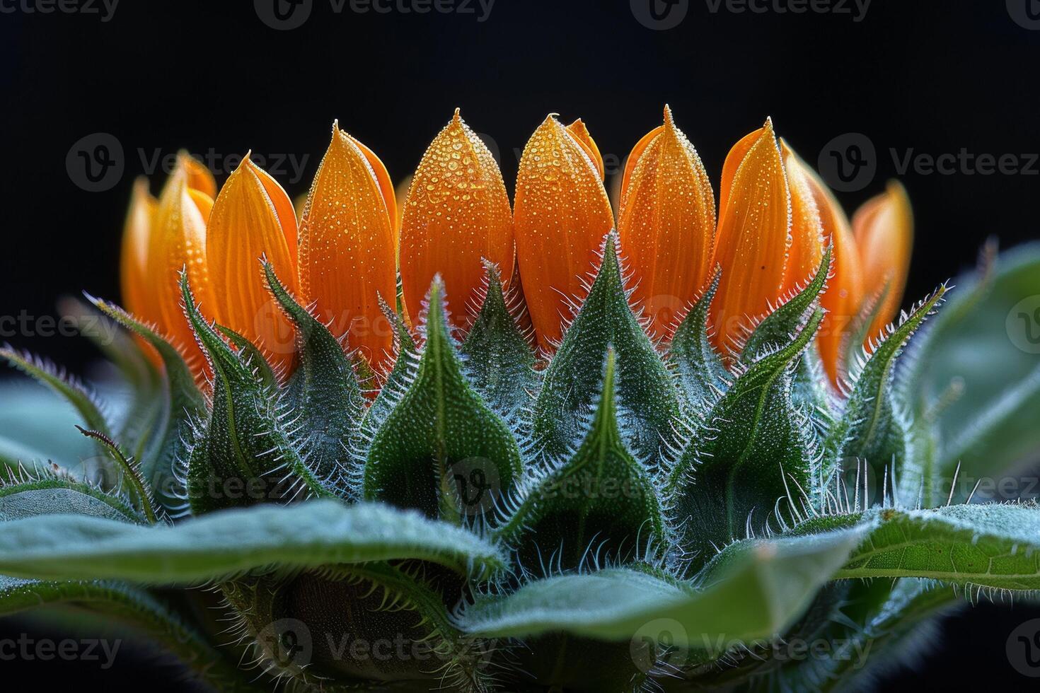 Sunflowers Budding, A Symphony of Orange and Green photo
