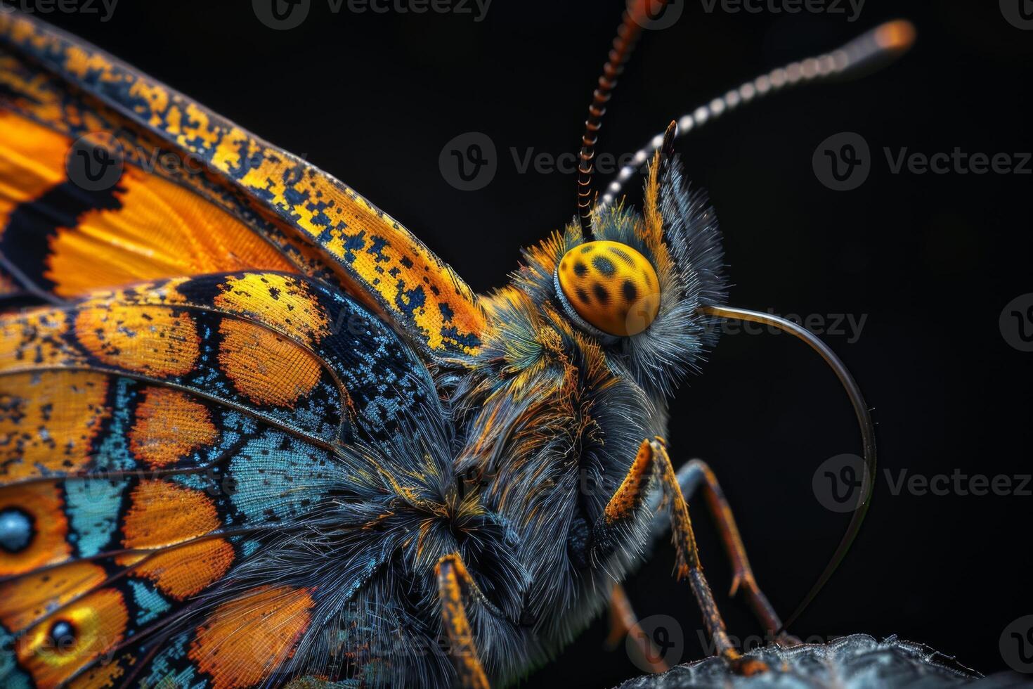 Close-Up Portrait of a Butterfly with Vibrant Colors photo