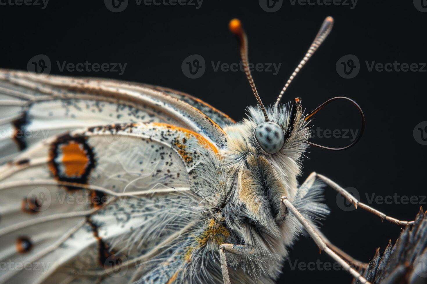 Close-Up of a White Butterfly with Orange Spots photo