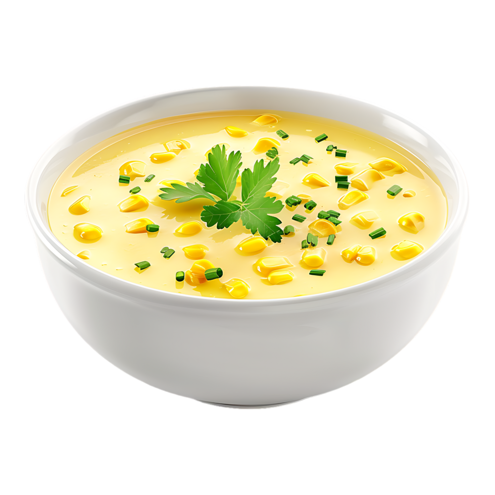 Corn Soup in a Bowl on Transparent Background png