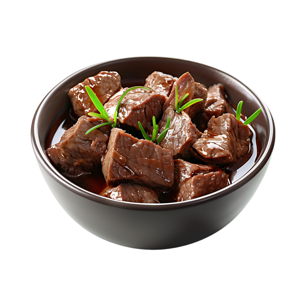 Cooked Brief in a Bowl with Spices on Transparent Background png