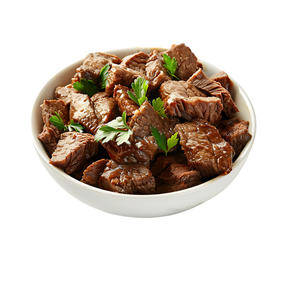 Cooked Brief in a Bowl with Spices on Transparent Background png