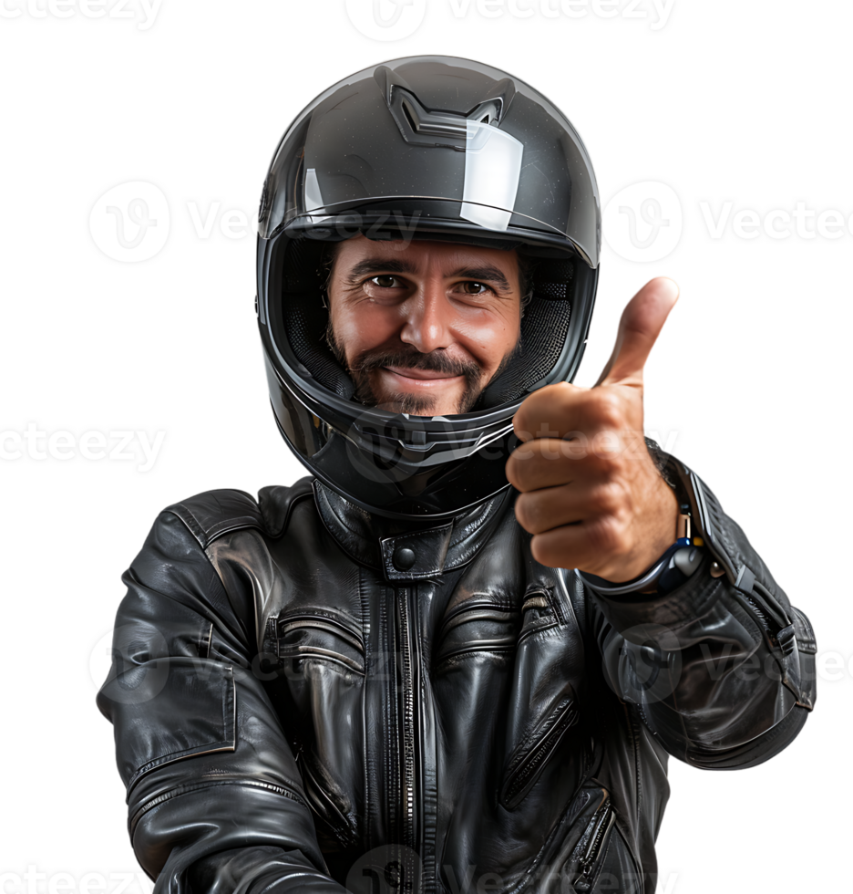 A man in a helmet giving a thumbs up sign.on isolated transparent background png