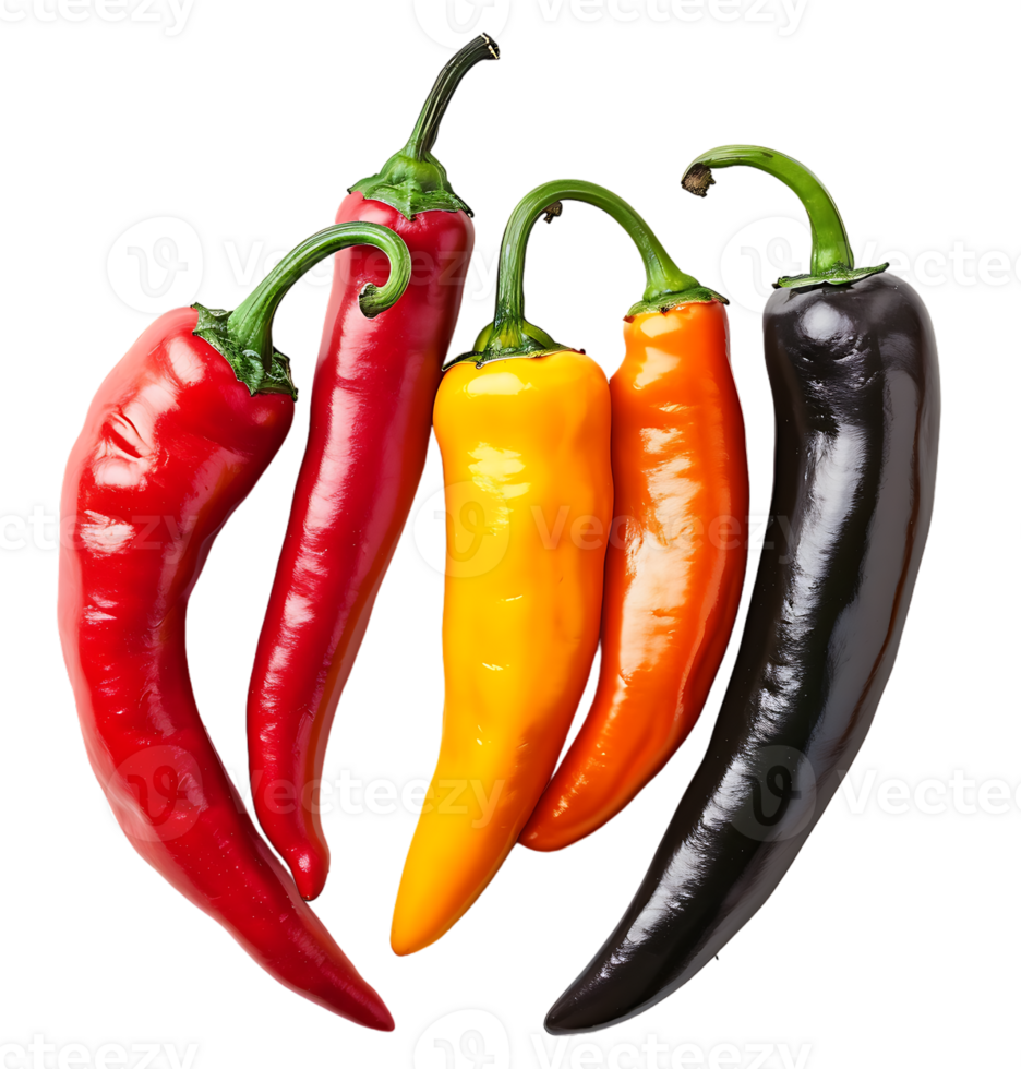 A picture of peppers and peppers on isolated transparent background png