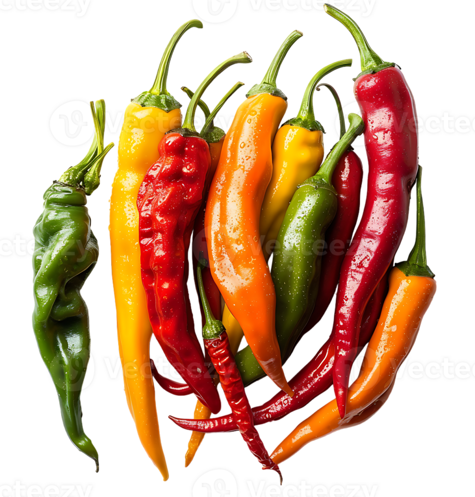 A picture of peppers and peppers on isolated transparent background png