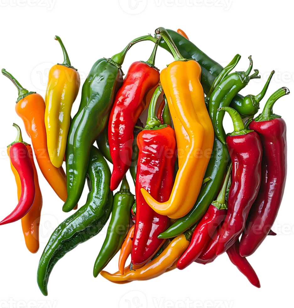 A picture of peppers and peppers on isolated transparent background png