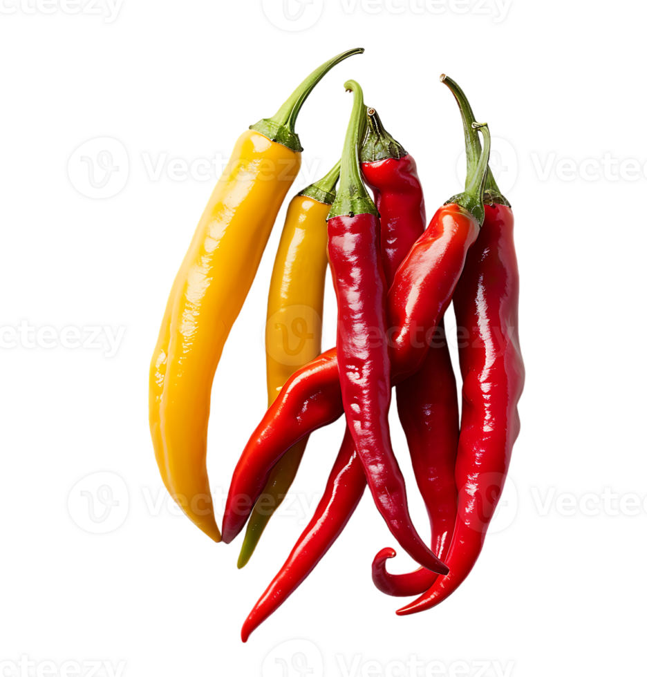 A picture of peppers and peppers on isolated transparent background png