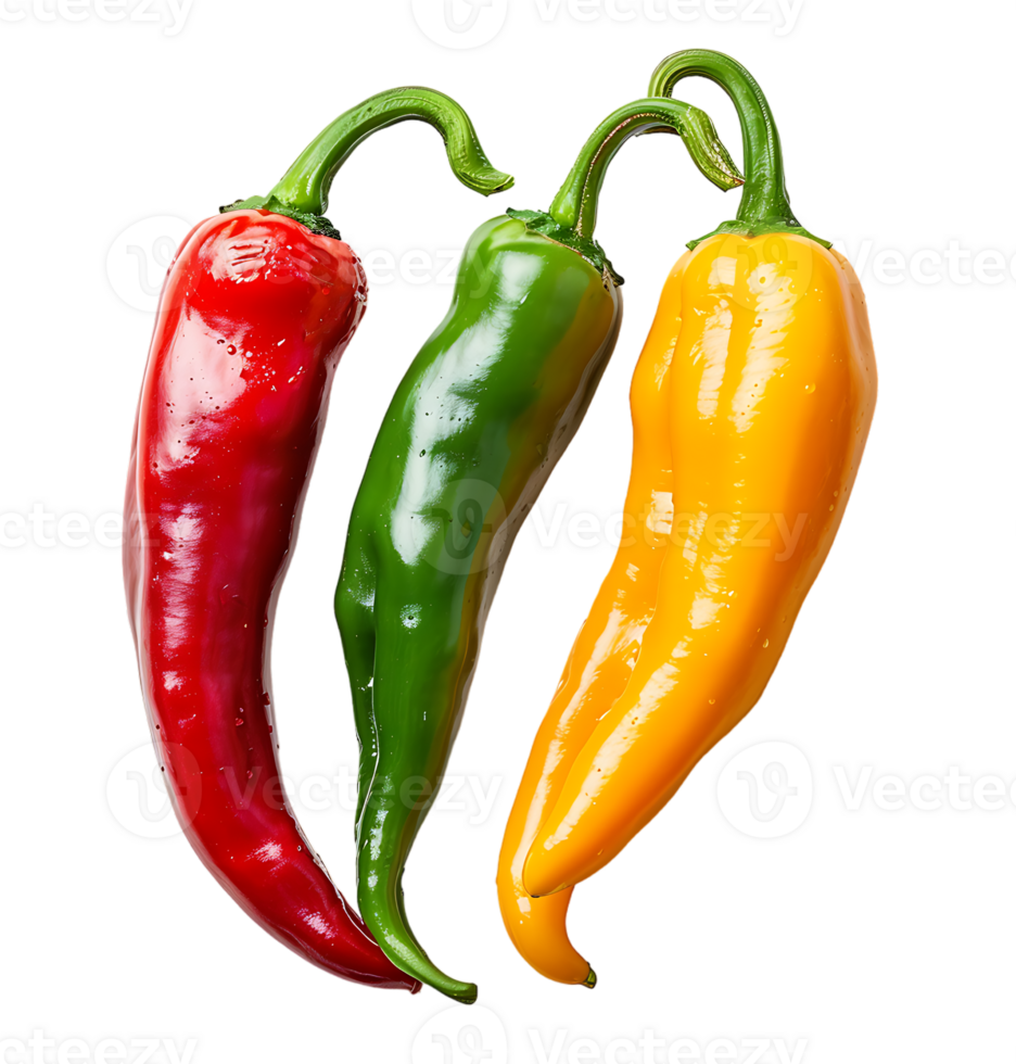 A picture of peppers and peppers on isolated transparent background png
