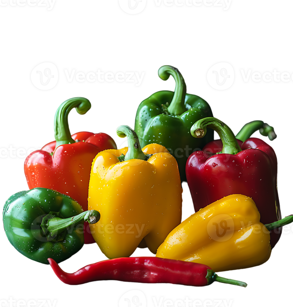 A picture of peppers and peppers on isolated transparent background png