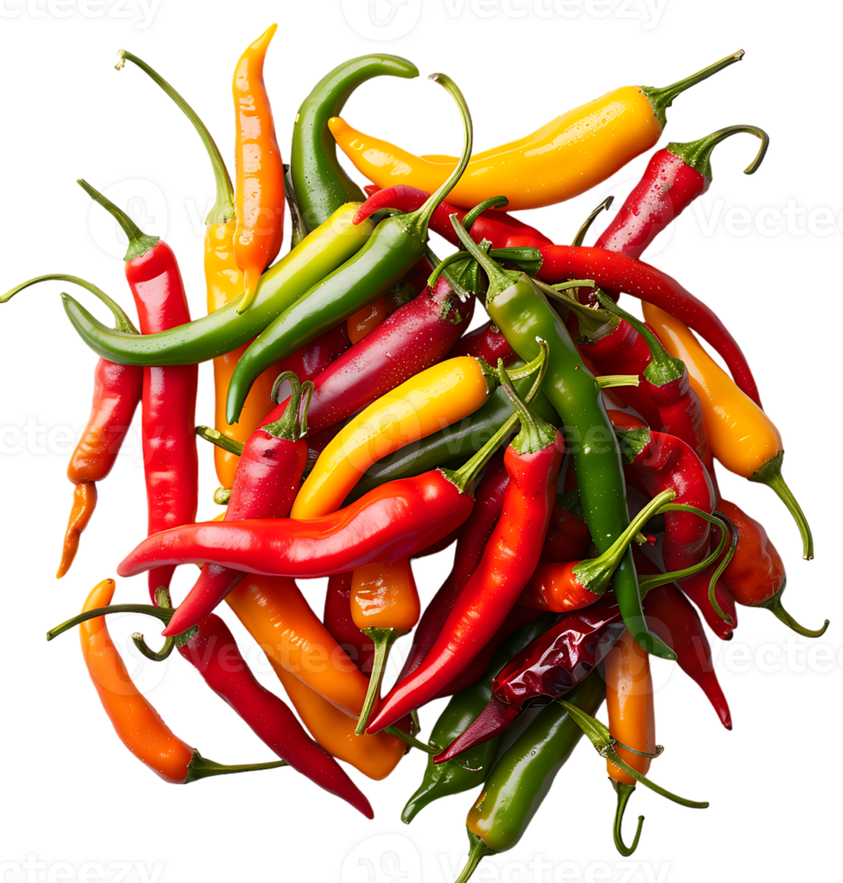 A picture of peppers and peppers on isolated transparent background png