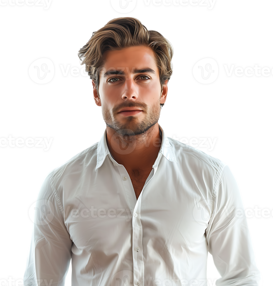Business man in a white shirt on isolated transparent background png