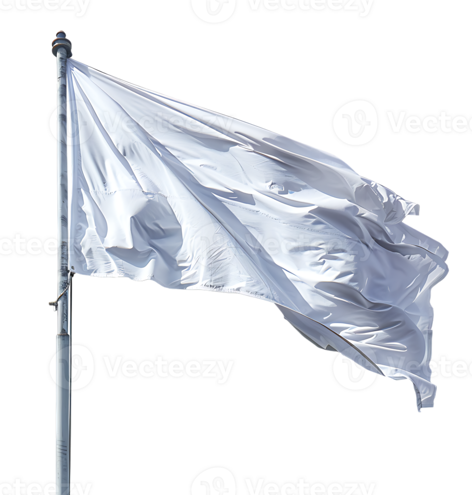 White flag on pole on isolated transparent background png